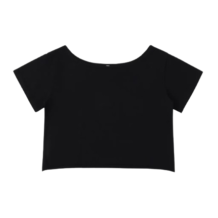 Off-Shoulder Rolled Hem Cotton T-Shirt