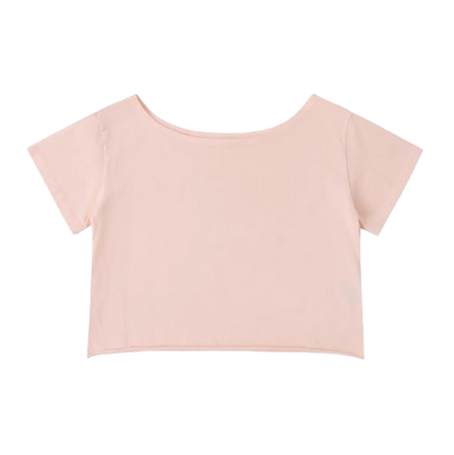Off-Shoulder Rolled Hem Cotton T-Shirt