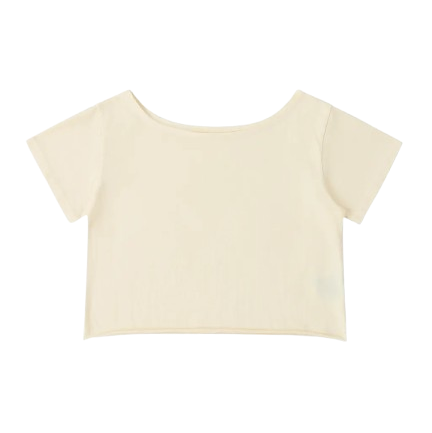 Off-Shoulder Rolled Hem Cotton T-Shirt