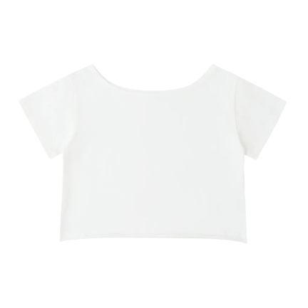 Off-Shoulder Rolled Hem Cotton T-Shirt