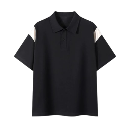 Contrast Panel Cotton Polo Shirt