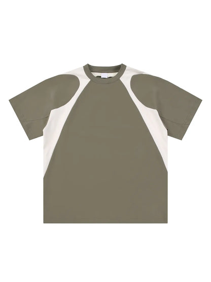 Contrast Panel Cotton T-Shirt