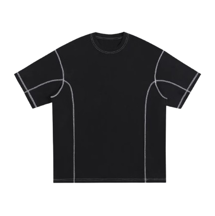 Streetwear Contrast-Stitched Cotton T-Shirt