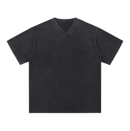 Snow Washed V-Neck Cotton T-Shirt