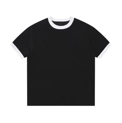 Contrast Edge Ribbed Crewneck T-Shirt