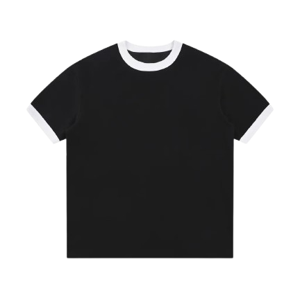 Contrast Edge Ribbed Crewneck T-Shirt