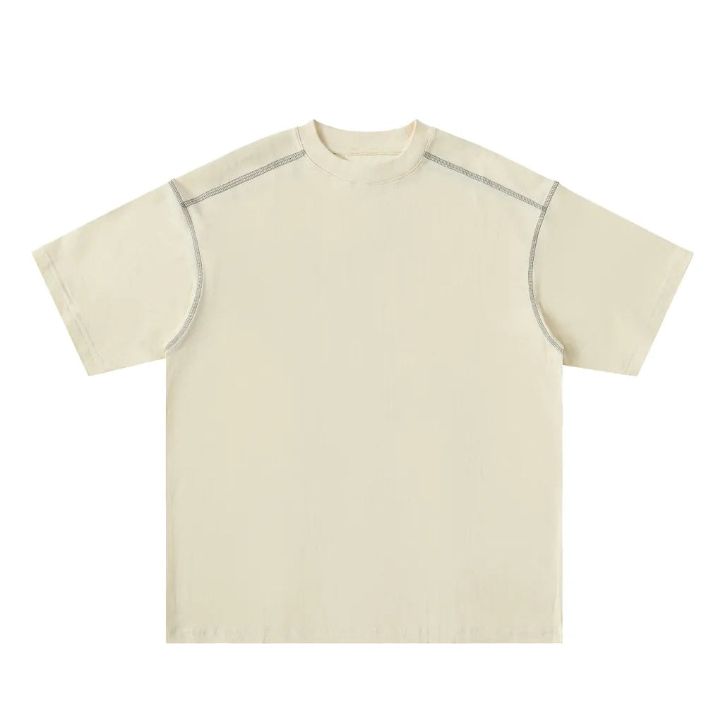 Oversized Contrast-Stitched Cotton Tee