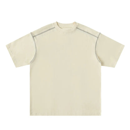 Oversized Contrast-Stitched Cotton Tee