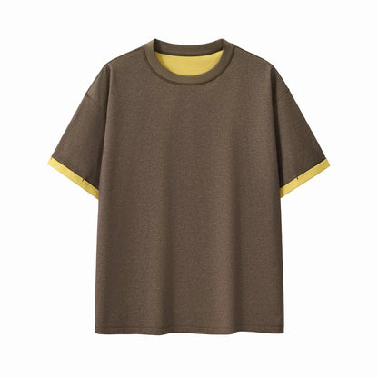 Contrast Cuff Cuffed T-Shirt