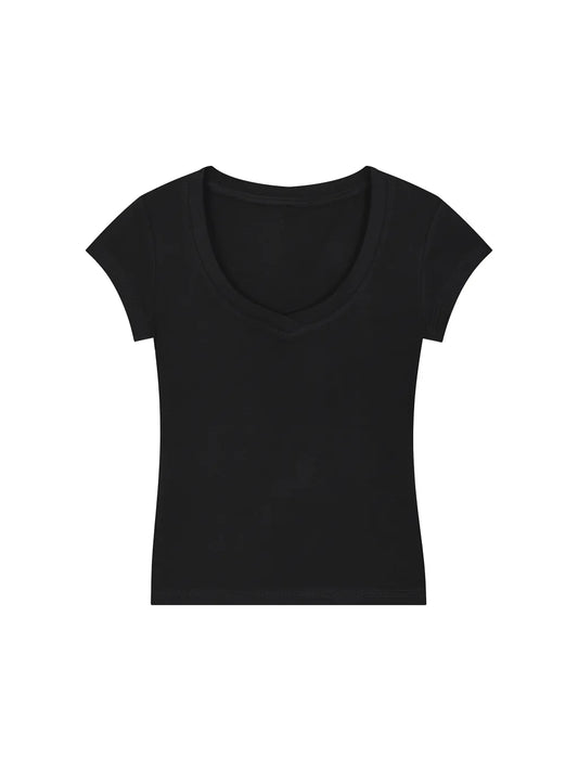 Essential V-Neck Bodycon T-Shirt