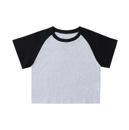 Color-Blocked Raglan Sleeve Crop Top