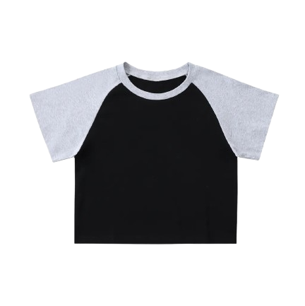 Color-Blocked Raglan Sleeve Crop Top