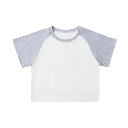 Color-Blocked Raglan Sleeve Crop Top