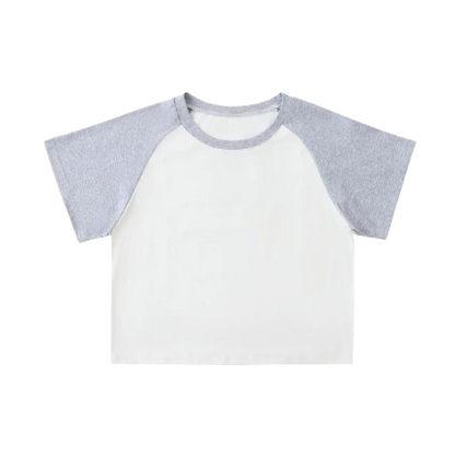 Color-Blocked Raglan Sleeve Crop Top