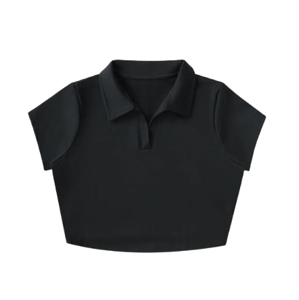 V-Neck Lapel Crop Top