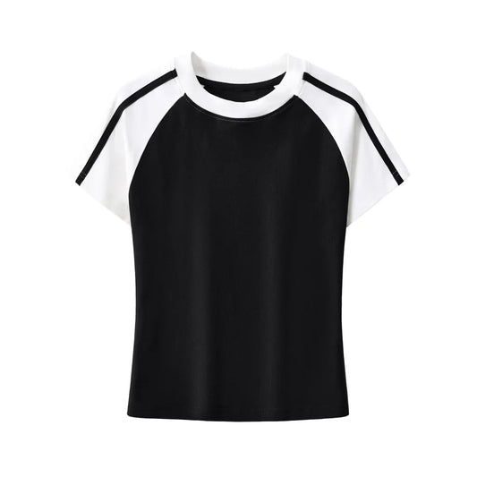 Contrast Stripes Bodycon Raglan Sleeve T-Shirt