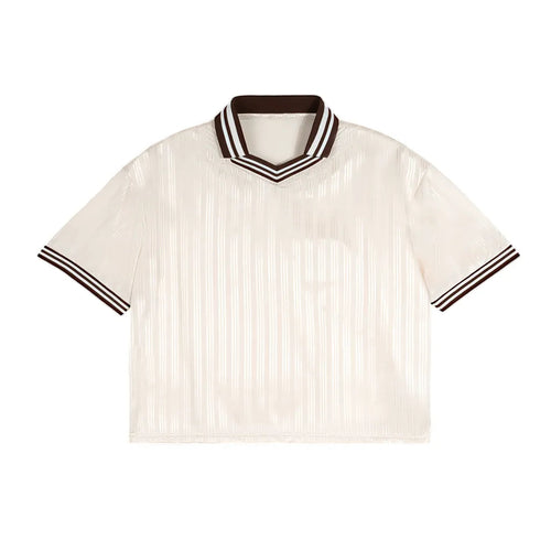 Contrast Stripes Polo Collar T-Shirt