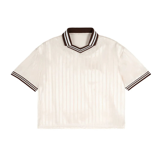 Contrast Stripes Polo Collar T-Shirt